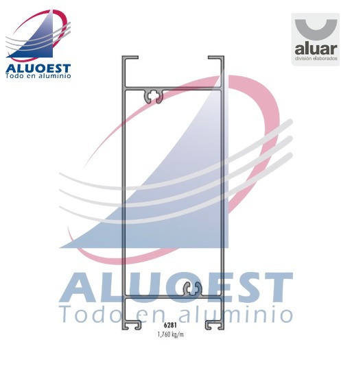 Perfil Aluar 6281 línea Módena 2 - Zócalo alto postigón de rebatir - Aluoest
