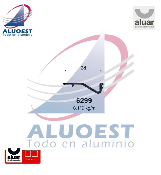 Perfil Aluar 6299 línea Módena 2 - Tapa de resortes vent. guillotina - Aluoest