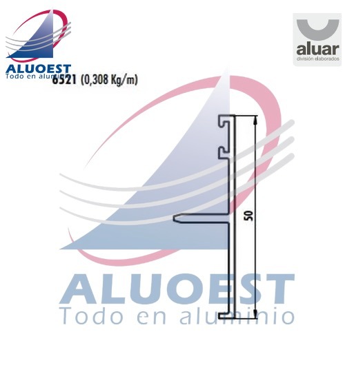 Perfil Aluar 6521 línea A30 New - Tapa premarco interior para 6021 - Aluoest