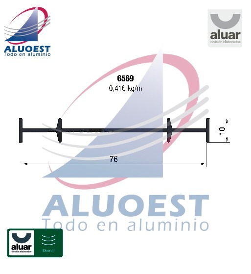 Perfil Aluar 6569 línea Ekonal - Herrero - Acople marcos de 75 mm - Aluoest