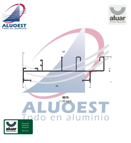 Perfil Aluar 6575 línea Ekonal - Herrero - Marco uni cado corrediza con postigón de rebatir - Aluoest