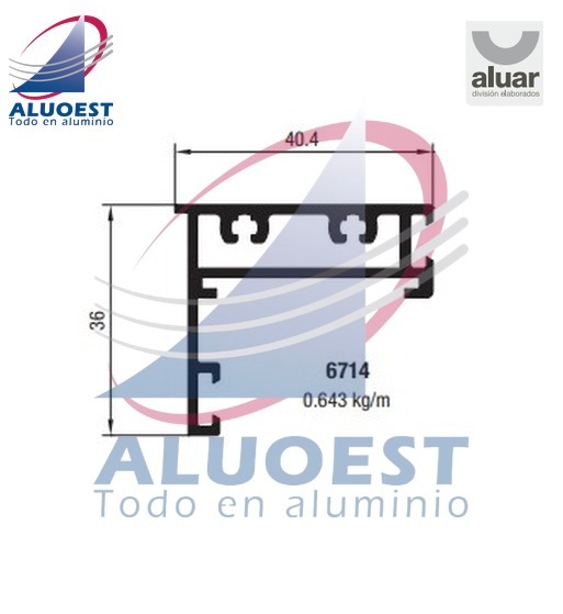 Perfil Aluar 6714 línea Piel de vidrio - Hoja con portatornillos para vidrio con silicona estructural - Aluoest
