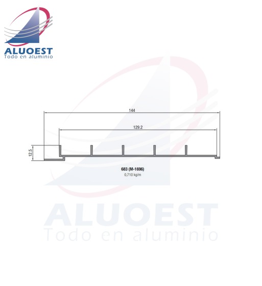 Perfil Aluar 683 línea Complementarios - Revestimiento peine (M-1696) - Aluoest