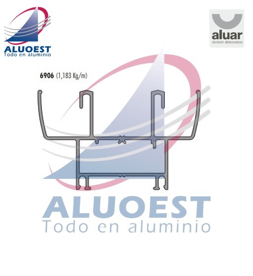 Perfil Aluar 6906 línea Módena - Marco 45 mm ventana y puerta corrediza a 45º - Aluoest