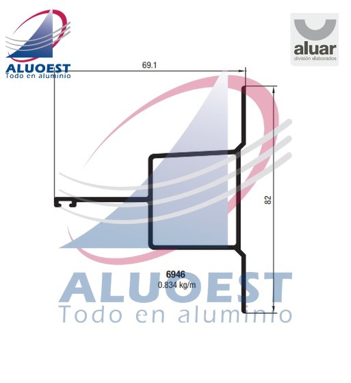 Perfil Aluar 6946 línea Piel de vidrio - Travesaño para DVH - Aluoest