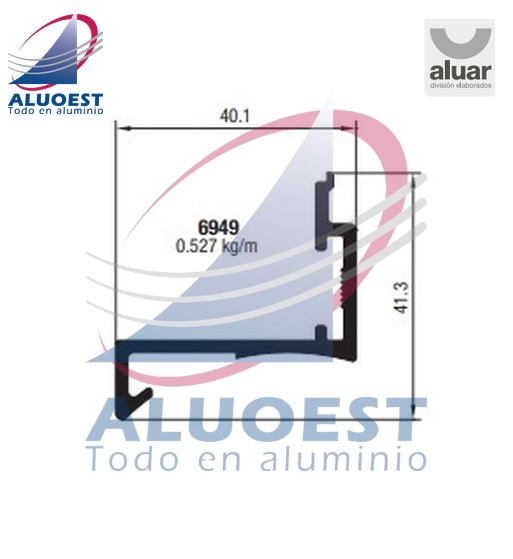 Perfil Aluar 6949 línea Piel de vidrio - Complemento rótula para vidrio pegado con silicona - Aluoest
