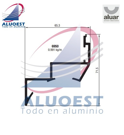 Perfil Aluar 6950 línea Piel de vidrio - Complemento rótula para vidrio encapsulado - Aluoest