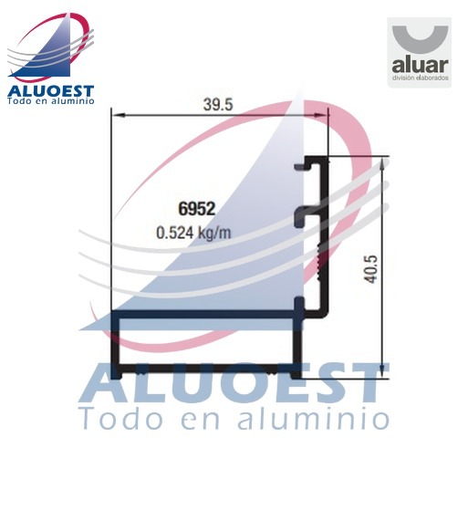 Perfil Aluar 6952 línea Piel de vidrio - Marco simple - Aluoest