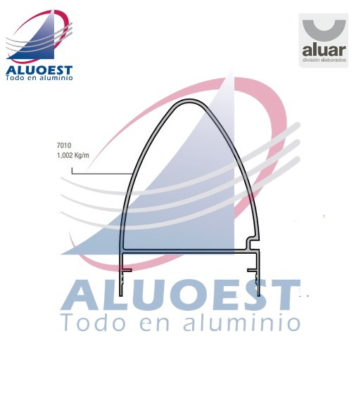 Perfil Aluar 7010 línea Frente Integral - Tapa curva - Aluoest