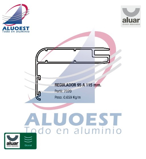 Perfil Aluar 7020 - Marco regulable puerta placa. Cierre exterior pared de 95 a 115 mm - Aluoest