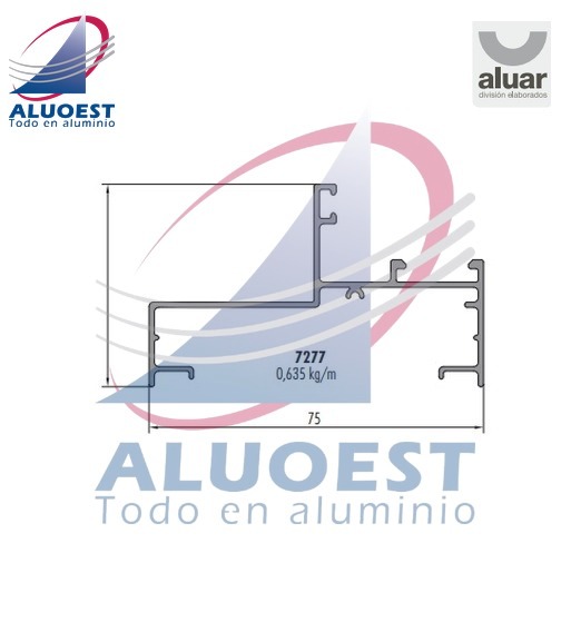 Perfil Aluar 7277 línea Ekonal - Herrero - Marco 75 mm PF-vent. abrir-puerta reb-banderola-ventiluz - Aluoest