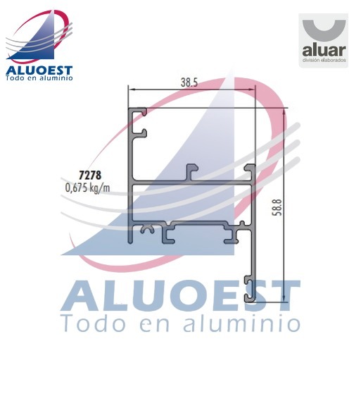 Perfil Aluar 7278 línea Ekonal - Herrero - Hoja ventana de abrir-banderola para contravidrio - Aluoest