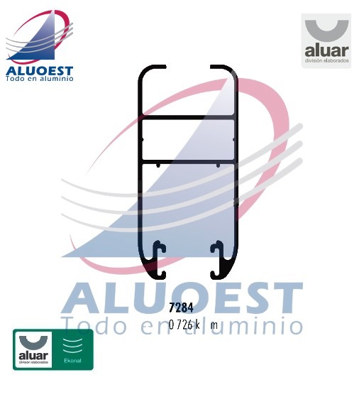 Perfil Aluar 7284 línea Ekonal - Herrero - Hoja ventana corrediza 45° - Aluoest