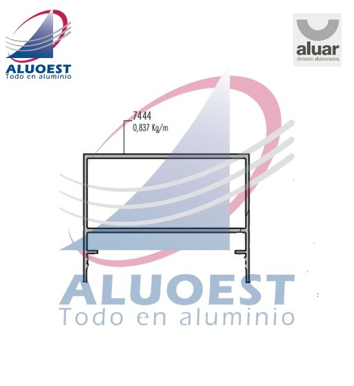 Perfil Aluar 7444 línea Frente Integral - Tapa 47 mm - Aluoest