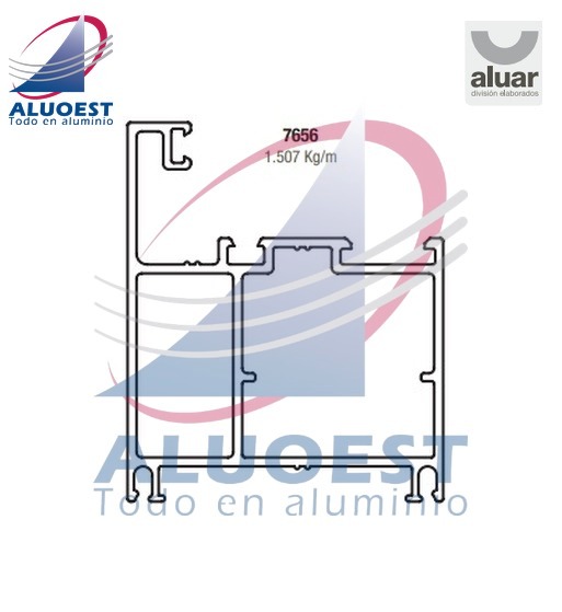 Perfil Aluar 7656 línea A30 New - Marco PF Con Caja De Agua - Aluoest
