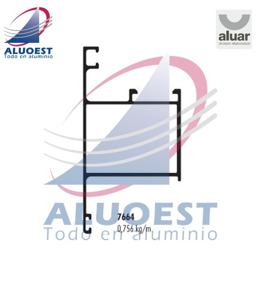 Perfil Aluar 7664 línea Ekonal - Herrero - Hoja ventana desplazable para contravidrio - Aluoest