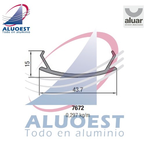 Perfil Aluar 7672 línea Complementarios - Tapa pasamanos porta blisán baranda balcón parante 40 mm - Aluoest