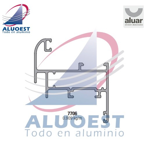 Perfil Aluar 7706 línea Módena 2 - Hoja curva ventana de abrir DC y ventana banderola - Aluoest