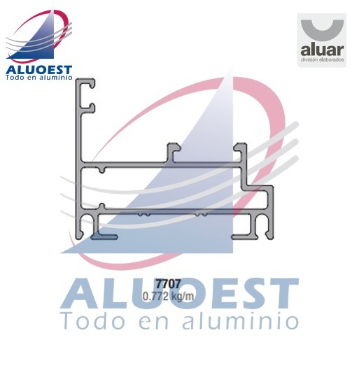 Perfil Aluar 7707 línea Módena 2 - Marco coplanar vent. abrir DC, vent. banderola, pta. de - Aluoest