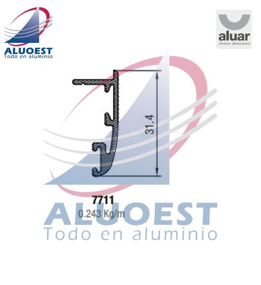 Perfil Aluar 7711 - Tapa premarco borde curvo - Aluoest