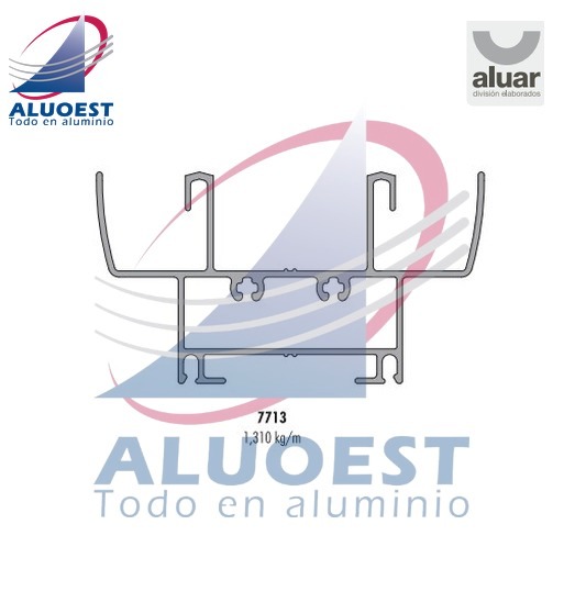 Perfil Aluar 7713 línea Módena 2 - Umbral y dintel de ventana y puerta corrediza - Aluoest