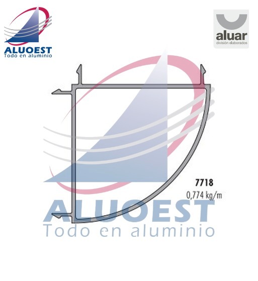 Perfil Aluar 7718 línea Módena 2 - Perfil de acople a 90° - Aluoest