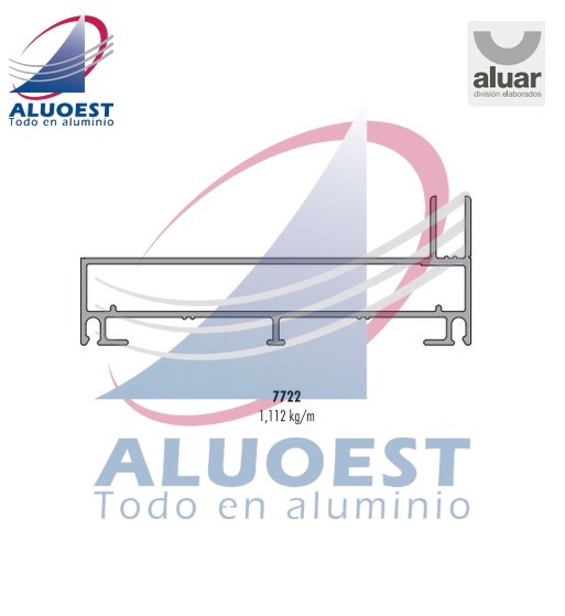 Perfil Aluar 7722 línea Módena 2 - Jamba marco de 3 guías vent. y pta. corrediza - Aluoest