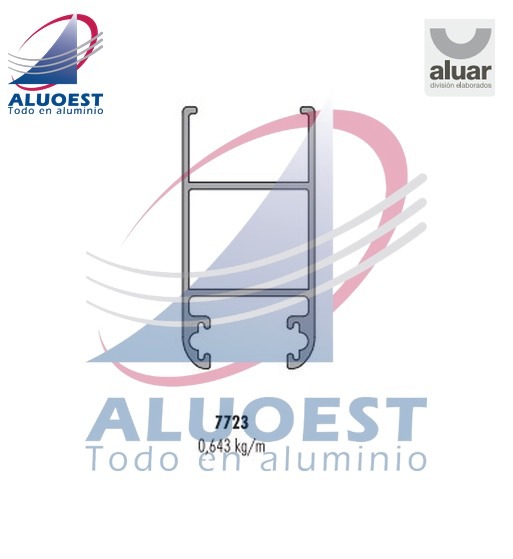 Perfil Aluar 7723 línea Módena 2 - Umbral y dintel de marco de 3 guías vent. y pta. corrediza - Aluoest