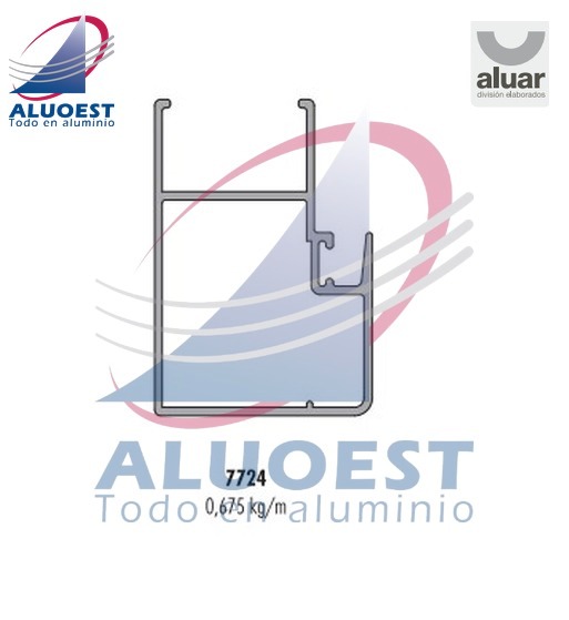 Perfil Aluar 7724 línea Módena 2 - Jamba de marco de 3 guías vent. y pta. corrediza - Aluoest