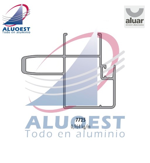 Perfil Aluar 7725 línea Módena 2 - Parante lateral de hoja DVH vent. y pta. corrediza - Aluoest