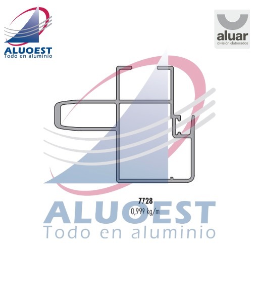 Perfil Aluar 7728 línea Módena 2 - Jamba y cabezal de hoja puerta de rebatir - Aluoest