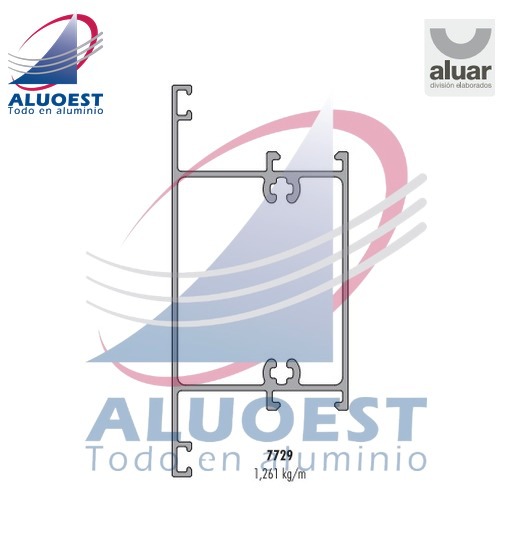 Perfil Aluar 7729 línea Módena 2 - Travesaño hoja pta. de rebatir - Aluoest