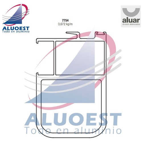 Perfil Aluar 7754 línea A30 New - A30-umbral Marco Puerta - Aluoest