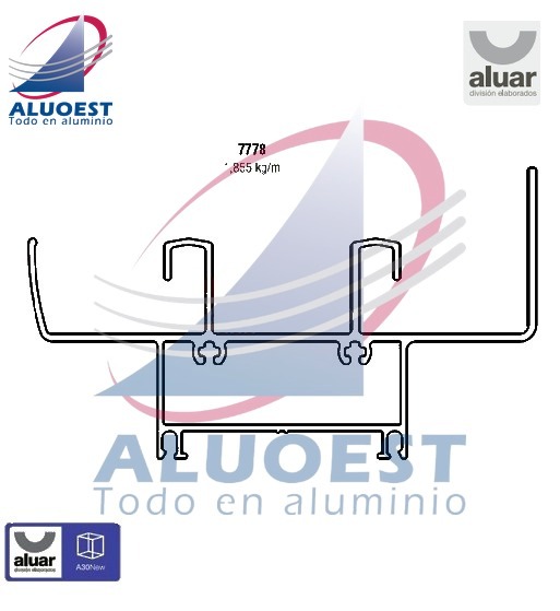 Perfil Aluar 7778 línea A30 New - Dintel De Marco - Aluoest