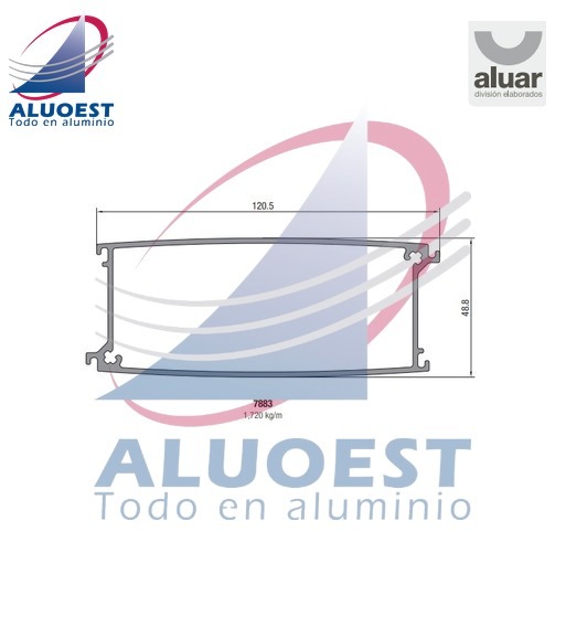 Perfil Aluar 7883 línea Complementarios - Parasol fijo 345 mm parte central - Aluoest