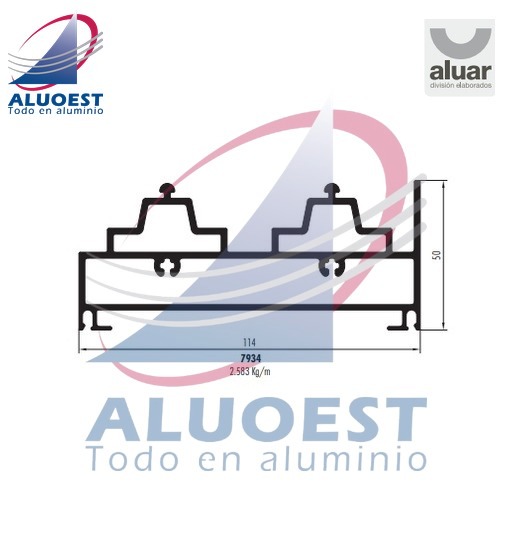 Perfil Aluar 7934 línea Altezza - Umbral corrediza alzante new x - Aluoest