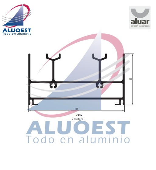 Perfil Aluar 7935 línea Altezza - Dintel corrediza alzante new x - Aluoest