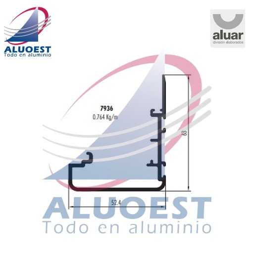 Perfil Aluar 7936 línea Altezza - Cruce hoja Alzante New x - Aluoest