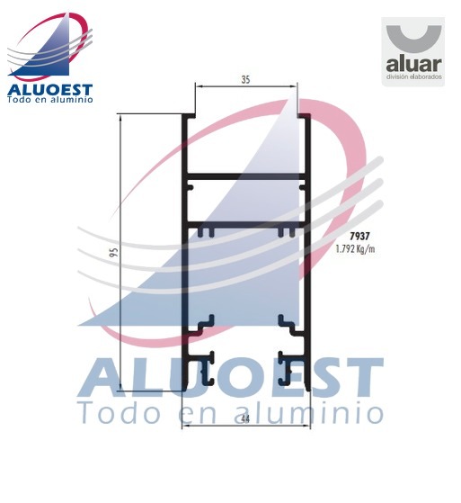 Perfil Aluar 7937 línea Altezza - Hoja corrediza alzante new x - Aluoest