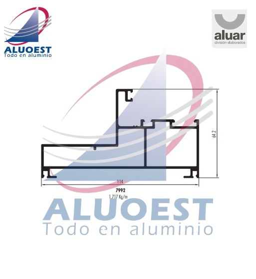 Perfil Aluar 7992 - Marco paño fijo / ventana de abrir / puerta de rebatir - Aluoest