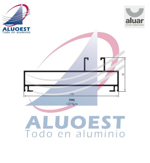 Perfil Aluar 7995 línea Altezza - Jamba de marco corrediza alzante gos-s - Aluoest
