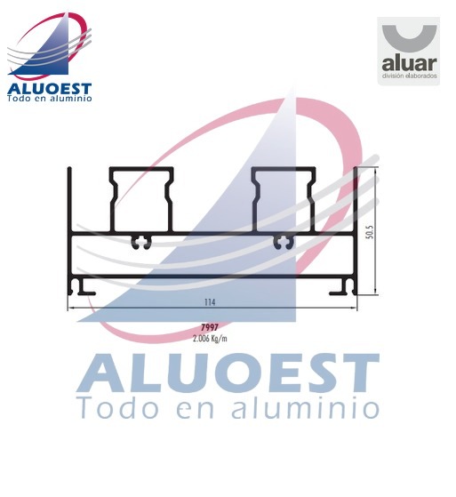 Perfil Aluar 7997 línea Altezza - Dintel corrediza alzante gos-s - Aluoest