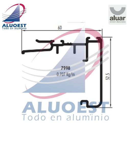 Perfil Aluar 7998 línea Altezza - Cruce de hoja gos-s - Aluoest