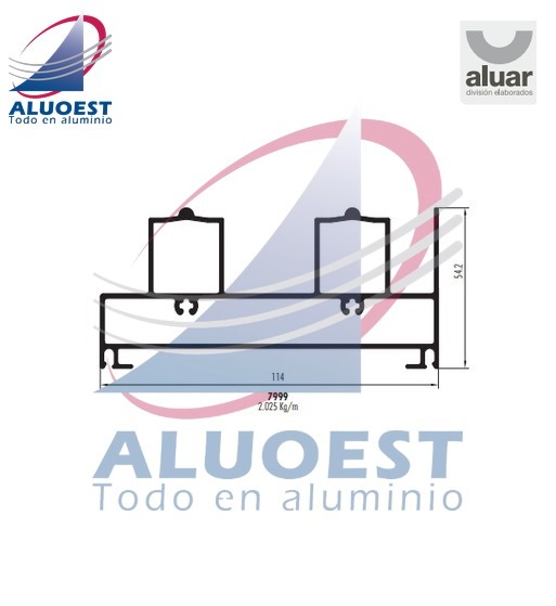 Perfil Aluar 7999 línea Altezza - Umbral corrediza alzante gos-s - Aluoest