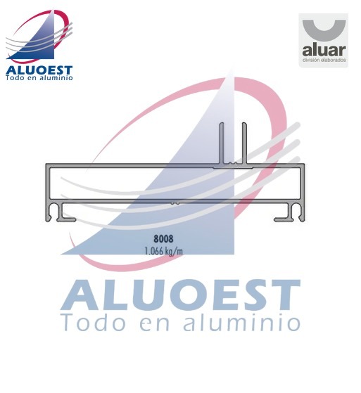 Perfil Aluar 8008 línea Módena 2 - Jamba de marco de 94 mm para corrediza - Aluoest