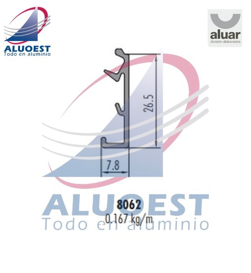Perfil Aluar 8062 - Tapa premarco borde recto para colocar con clip - Aluoest