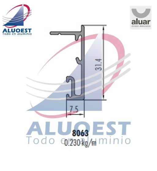 Perfil Aluar 8063 - Tapa premarco recto - Aluoest