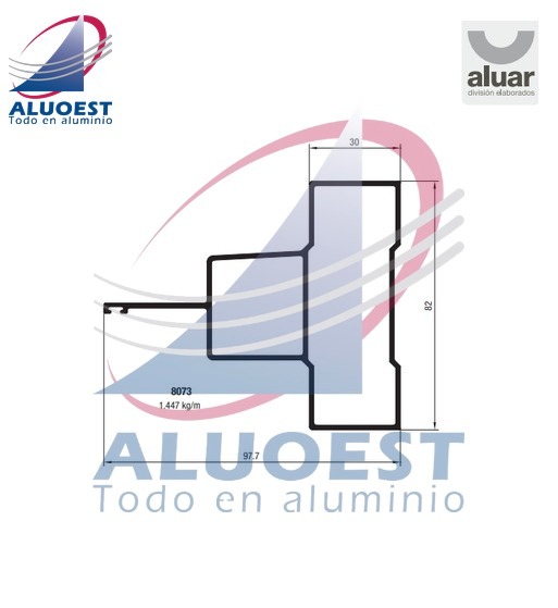 Perfil Aluar 8073 línea Piel de vidrio - Travesaño tubular para DVH - Aluoest