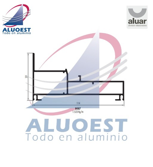 Perfil Aluar 8087 - Marco ventana desplazable - Aluoest