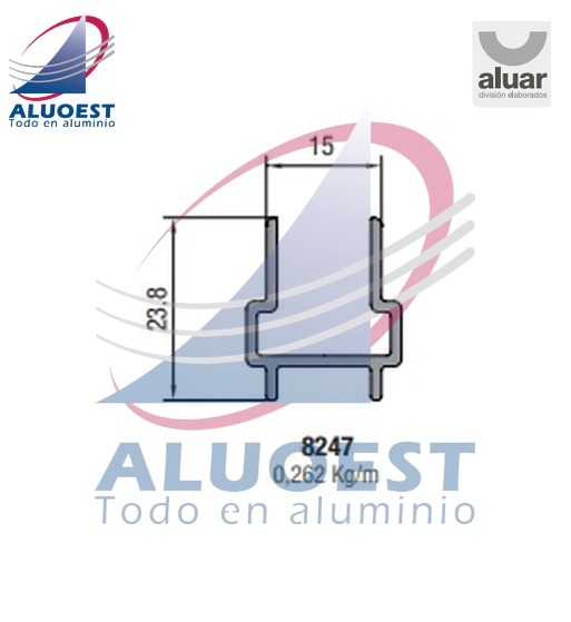 Perfil Aluar 8247 línea A40 - Encuentro central 4 hojas - Aluoest